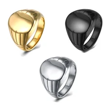 Stainless Steel Yellow Gold Platinum Black Gun Plated Mens Plain Band Ring B554 