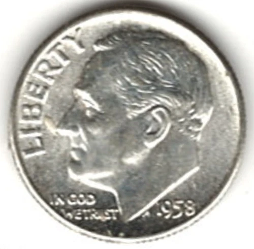 1958 ROOSEVELT DIME in BRILLIANT UNCIRCULATED CONDITION stk R-.10