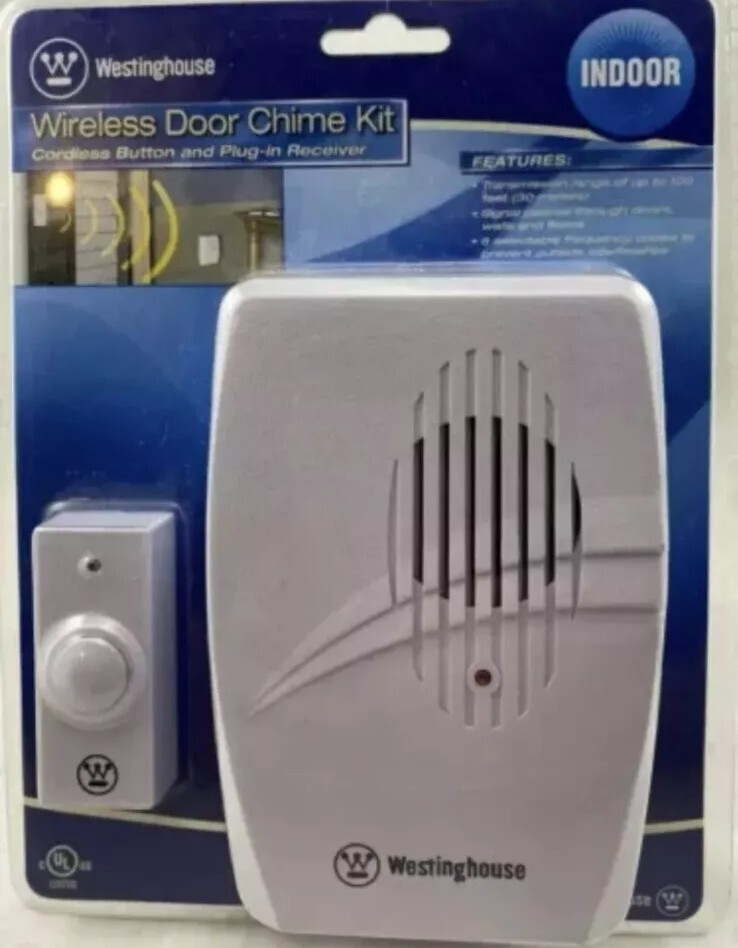 Wireless Door Chime Kit Cordless Button & Plug-In Receiver T00405 2009 NIP