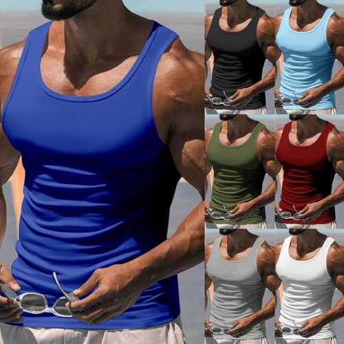 Men's Summer Tops Sleeveless Tank Men Lightweight Running Scoop Neck Vest