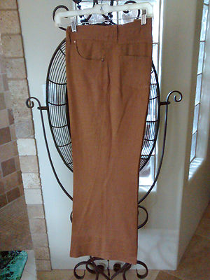 Boho Style Boston Proper Tobacco Color 100% Linen Sz. 10  detailed wide leg