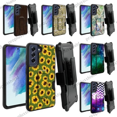 For Samsung S21 FE 5G Rugged Holster Shockproof Case+Tempered Glass Cover p4