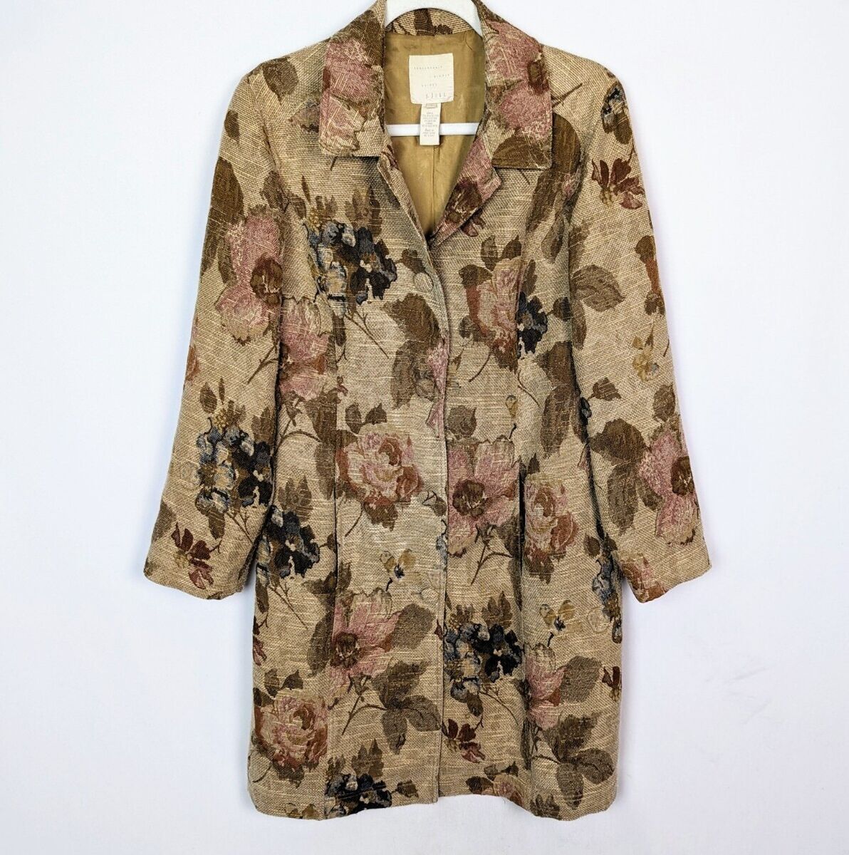 VINTAGE 90s J. Jill sz. S Jacquard Tapestry Floral Coat Long VINTAGE 90s J. Jill sz. S Jacquard Tapestry Floral Coat Long
