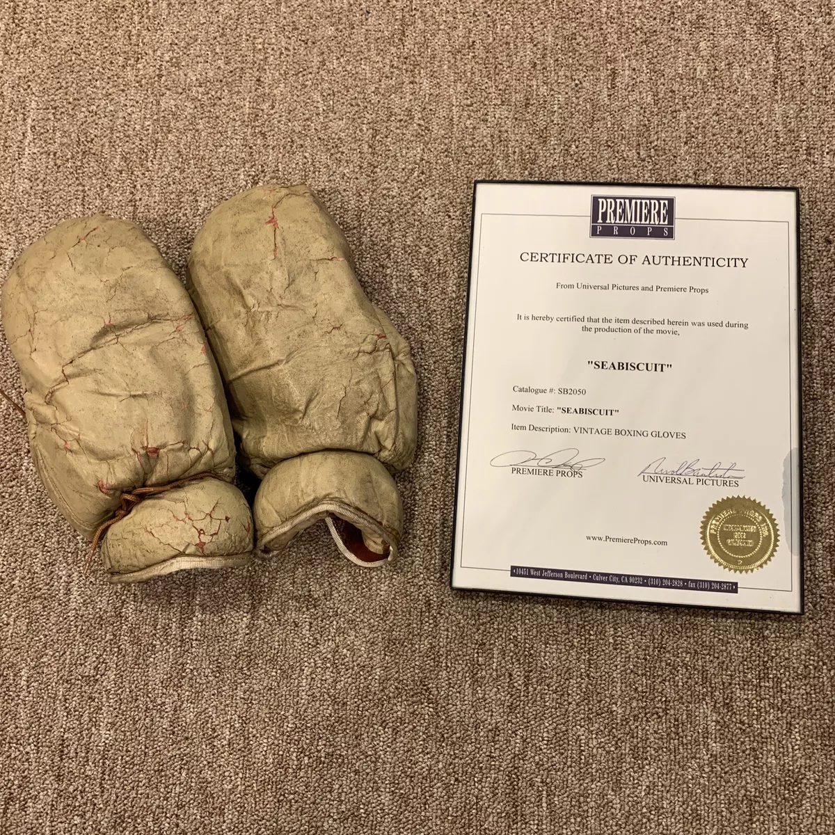 Seabiscuit Movie Boxing Gloves Certified Authentic Worn By Toby