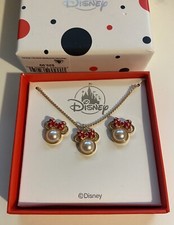 Disney Parks Minnie Mouse Earrings  Necklace Set 2021 NEW Bow Simulated Pearl