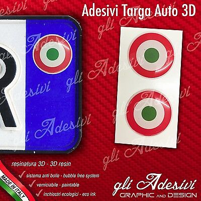 2 Adesivi Stickers bollino 3D Resinato targa Auto Moto Bandiera Italia  Target