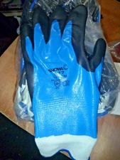 Dozen (12) Pairs @ Showa 377 Foam Nitrile Coated Gloves 7M Black/Blue Medium