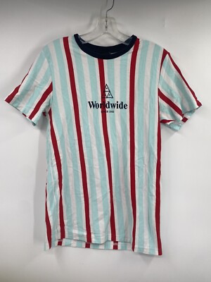 HUF Worldwide Striped Tee Men s M Skate Streetwear Style