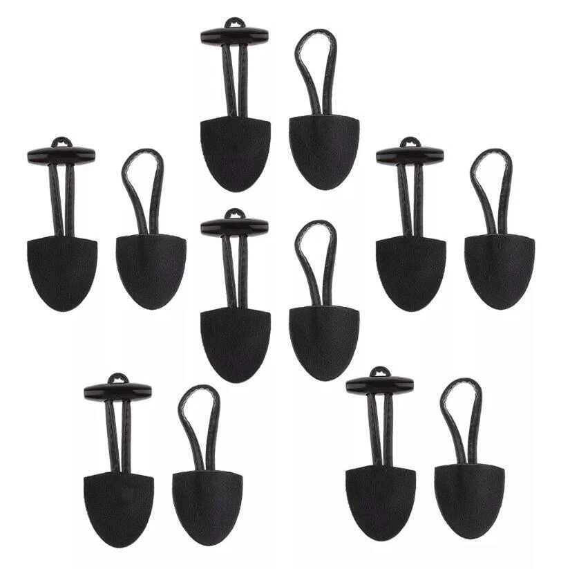 6 Pairs PU Leather Horn Toggle Buttons for Duffle Coat Fastener Buckle Black - Image 2 of 4