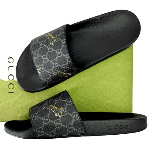 Gucci Mens Guccissima Signature Leather Slide Sandals 431070 Logo
