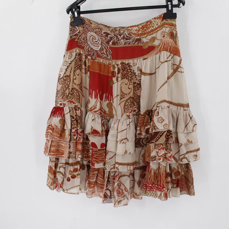 Falda Blumarine Vintage Mujer EU 40 Seda Floral Volantes Acampanada Hecha en Italia Foto 3 de 4