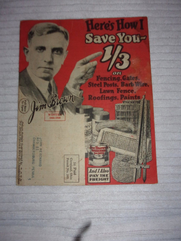 VERY NICE JIM BROWN FENCING/FARM CATALOG WINTER 1924-1925