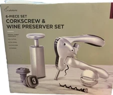 Rabbit Corkscrew & Wine Preserver Vacuum Pump 6 Piece Set Pre-owned In Box
