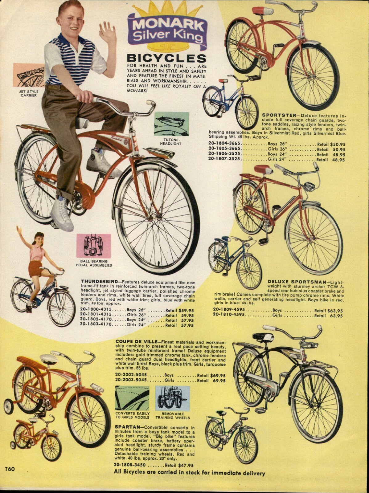 1961 PAPER AD COLOR Hamilton Sulky Tractor Kiddybird Car Jeep Monark Bicycle