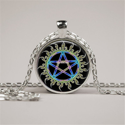 Blessed be pentagram silver necklace pentacle wiccan witch pagan occult goth