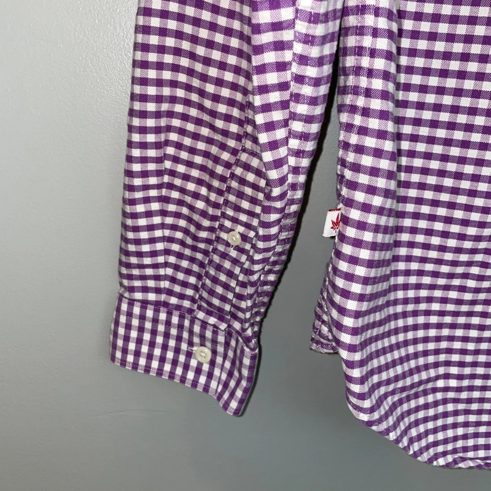 Usada en Excelente Condición Camisa Manga Larga Con Botones Púrpura Blanca Cuadros Para Hombre Talla Pequeña Foto 3 de 4