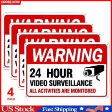 4 Pack Large Warning Security Cameras In Use Metal Sign for House Business