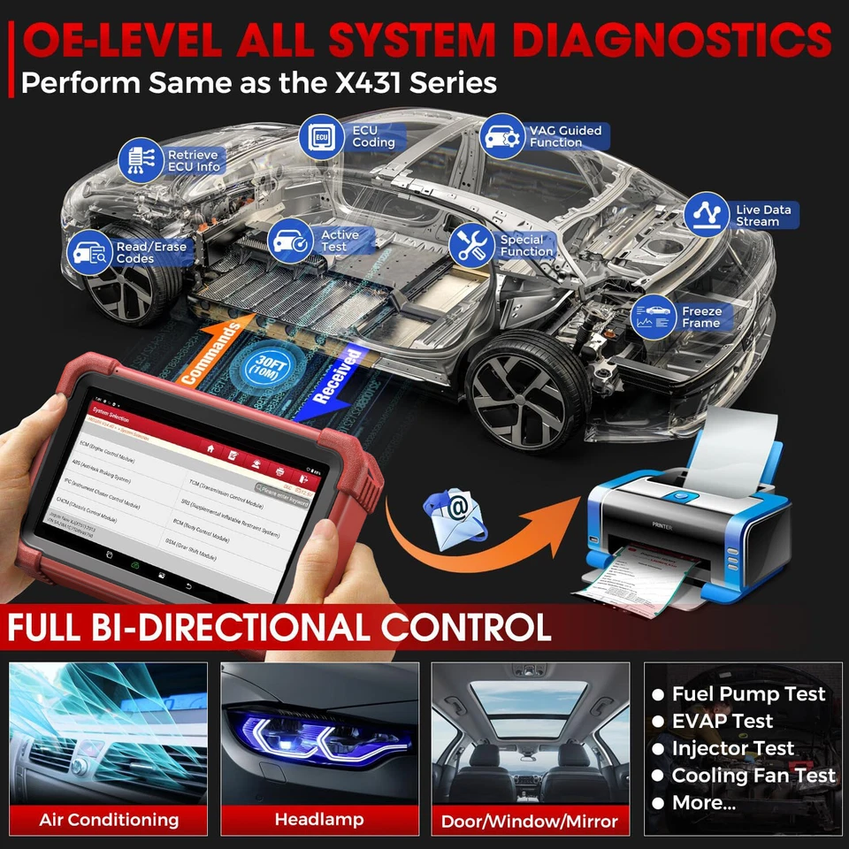 LAUNCH X431 CRP919X BT OBD2 Scanner Diagnosi Auto Sistema Completo Codifica ECU - Immagine 4 di 4