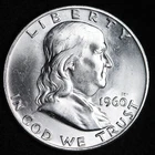 GEM BU UNCIRCULATED UNC MS 1960-D SILVER FRANKLIN HALF DOLLAR BRILLIANT LUSTER