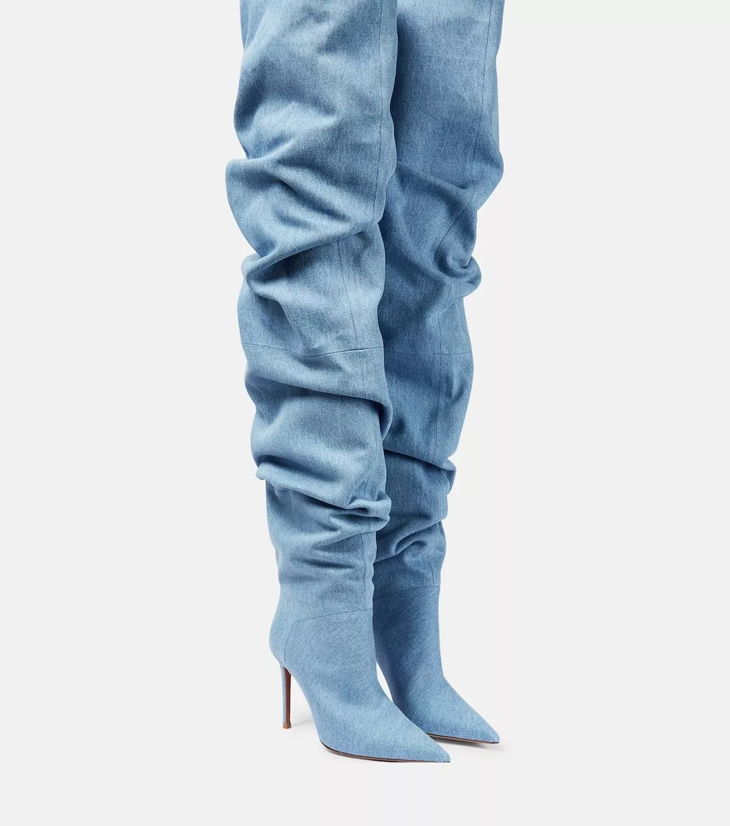 Amina muaddi over top the knee boots