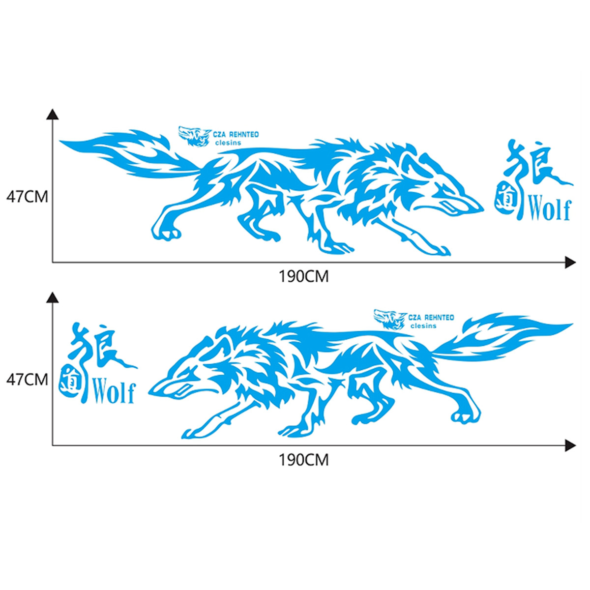 Carved Hollow Wolf Decals 2Pcs PVC Stickers For Car Van SUV Truck Body Side Blue