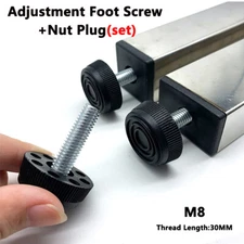 Set M8 Threaded Adjustable Foot + Plastic Plug Square Furniture Booster Pad