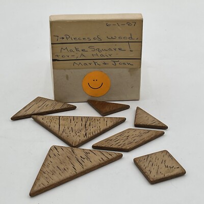 Vintage Homemade Folkart Wooden Game Skill Puzzle Brain Teaser Game In Box