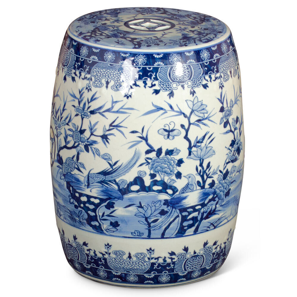 US Seller - Blue & White Porcelain Flower and Bird Motif