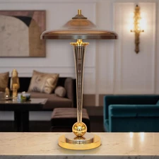 Art Deco Desk Lamp "VANDENBERGH" Unique Design Chrome Brass Lamp