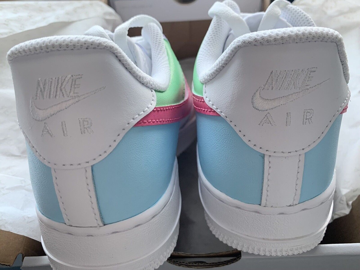 Nike Air Force 1 Custom Shoes Pastel Paradise Easter Green Blue Pink All Sizes Air Force Pink Blue Green Nike Air Force Custom Shoes Pastel  main image 2