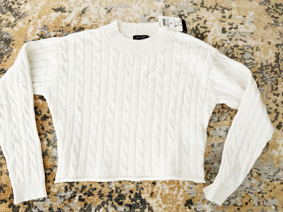 Damen Pulli Zopfmuster in Weiß Gr. 36
