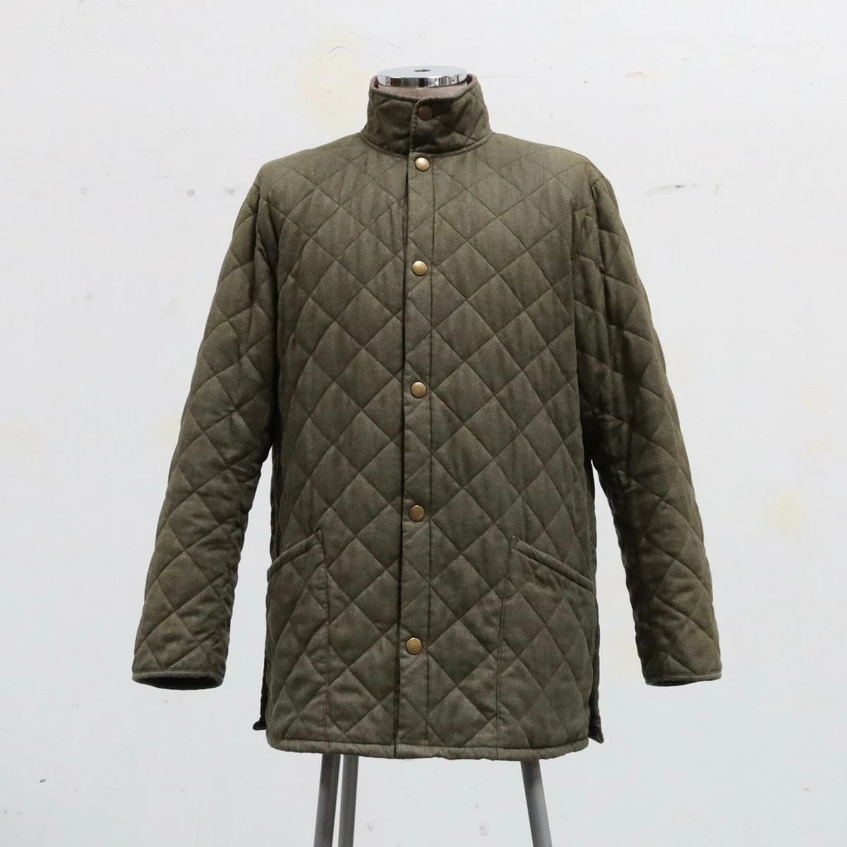 Barbour Quilted Jacket Size L XL Green Original Tartan Powell Chelsea