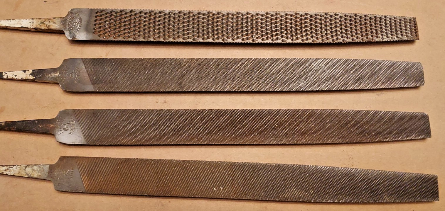 4-pc. lot of Heller 12" NuCut half-round files; 3 bastard, 1 rasp.  Made in USA.