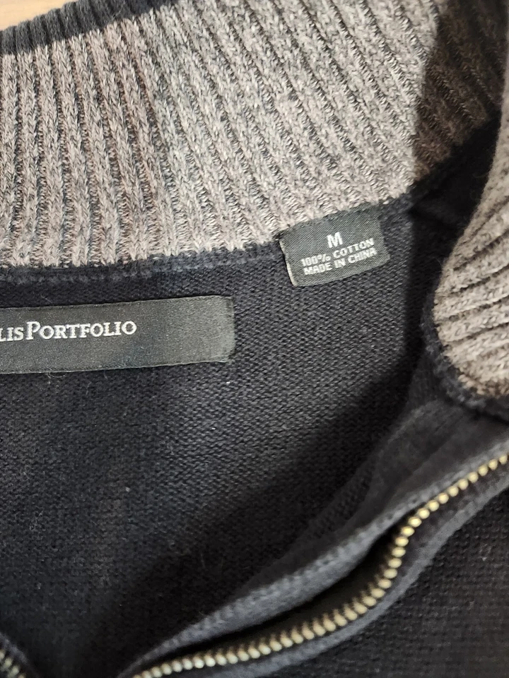 Perry Ellis Portfolio Medium 1/2 Zip Black Sweater - Image 3 of 3