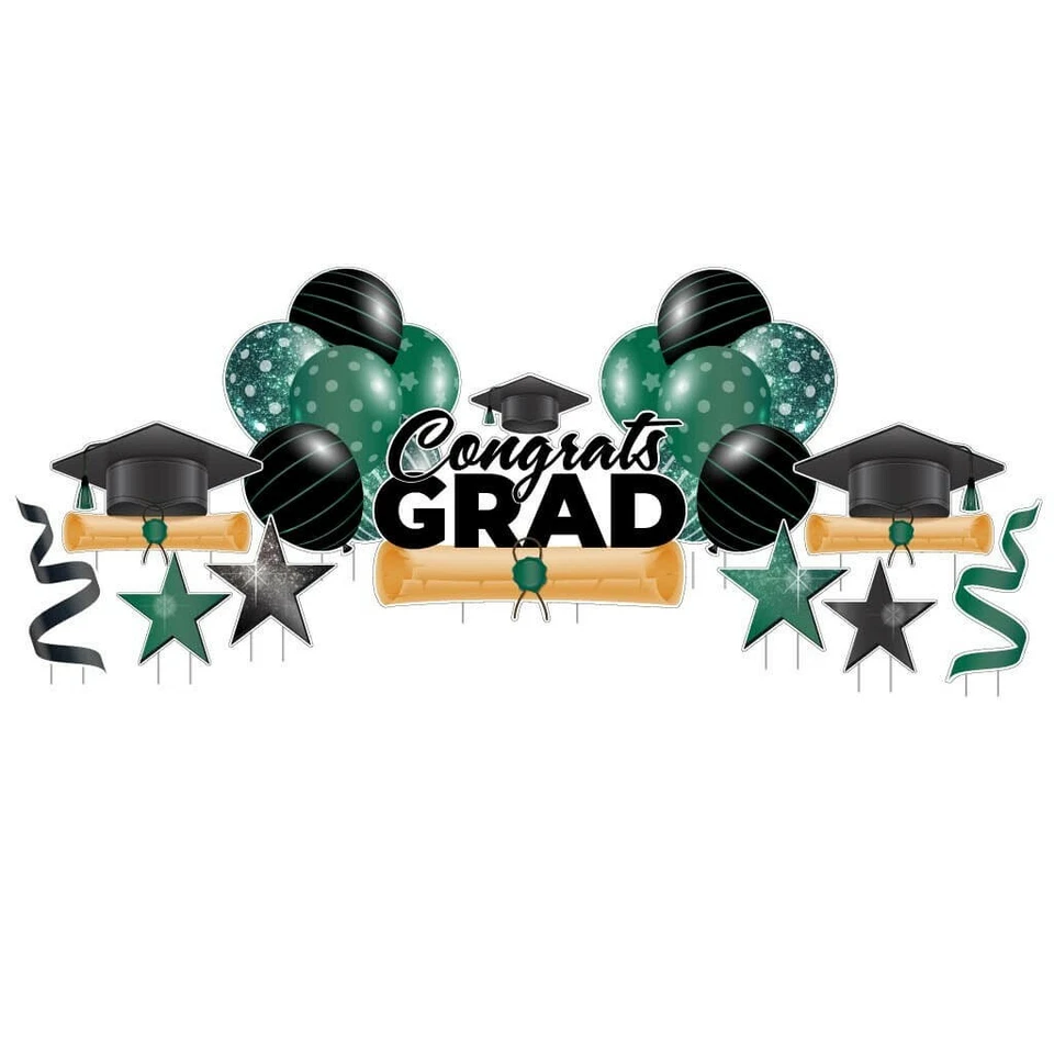 VictoryStore Congrats Grad Green Graduation Yard Display Graduate Decor 20025E - Image 2 of 4