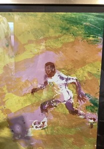 Pele Soccer Star By Leroy Neiman . Framed 14”x18” 2 Printed Signatures Pele +nei