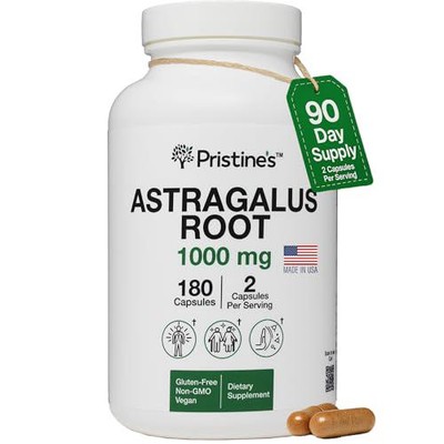 PRISTINE'S Astragalus Root Immune Support Supplement Capsules -1000mg 90 Day -