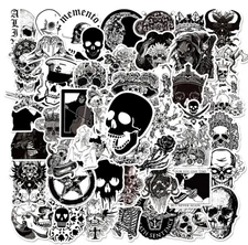 💀 25 Piece Mix Lot 2” Black & White Graffiti Skulls, Stickers, Vinyl Random