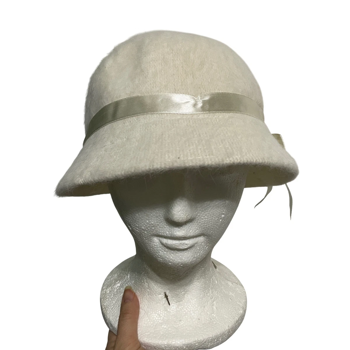 Vintage Ivory Angora Wool Cloche Hat Bow Detail Soft Minimal Luxe Dainty French Vintage Angora Hat - Etsy main image 3