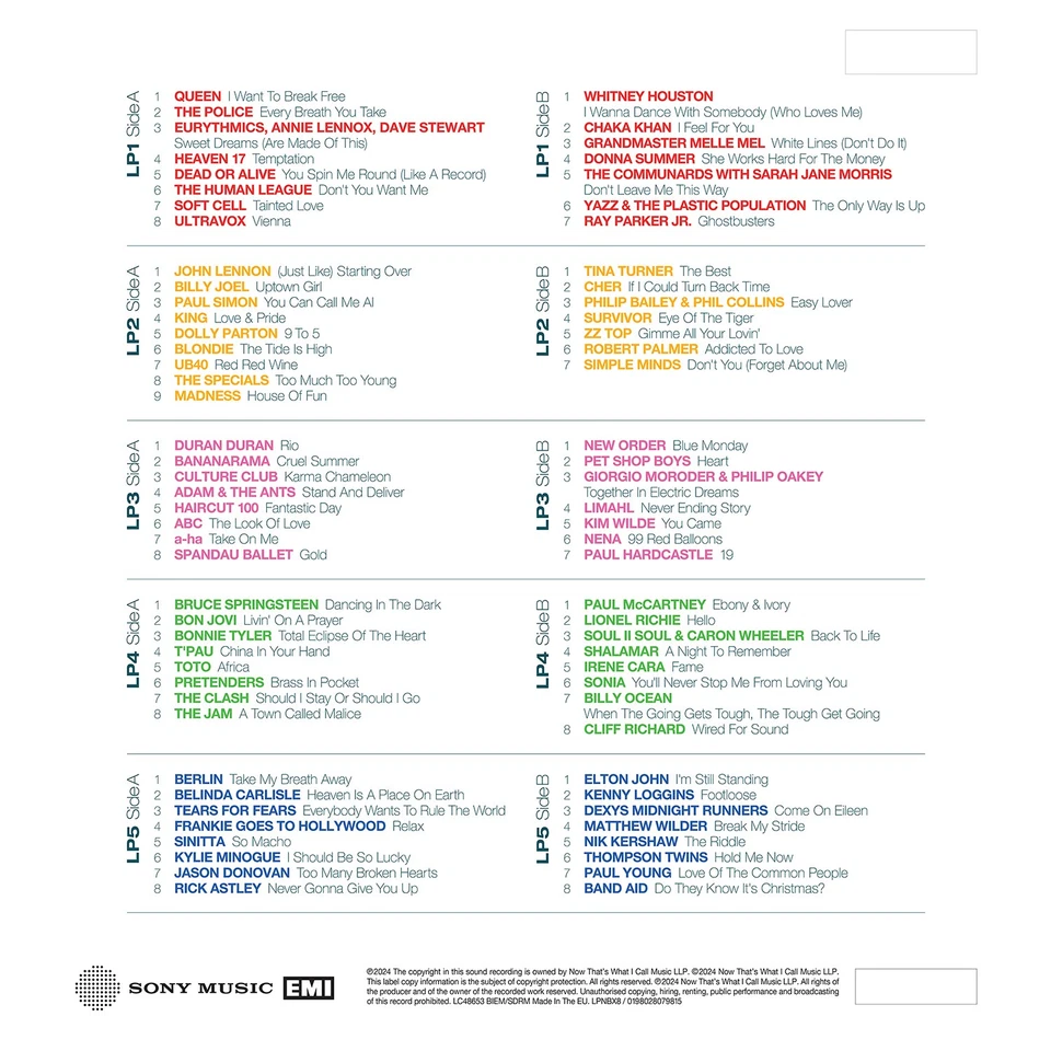 Various Artists Now That's What I Call the 80s (Vinyl) 12" Album Coloured Vinyl - Image 2 of 2