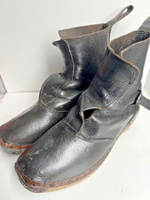 Vintage Worker’s Clog Boots – Leather & Wooden Sole – Nailed Construction