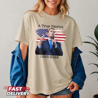 EIN Wahrer Patriot Charlie Kirk T-Shirt Herren - 100% Baumwolle Rundhals Kurzarm