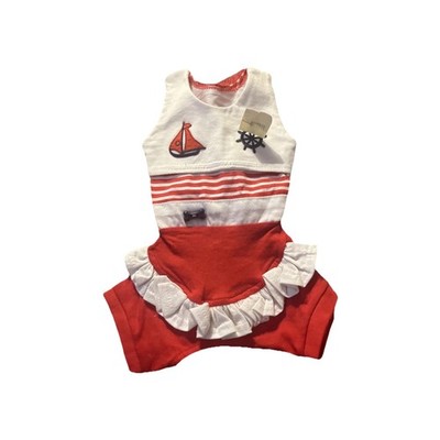 Dog Cat Pet Jumpsuit Dress Sailing Boat XS M Nautical Pijamas