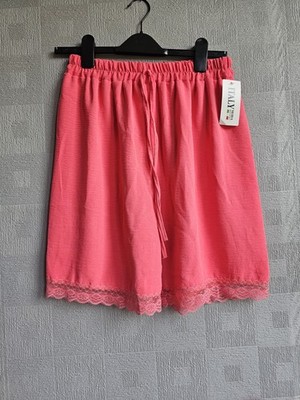Italy Moda Coral Pink Lace Trim Shorts One Size Elastic Waist Boho Summer