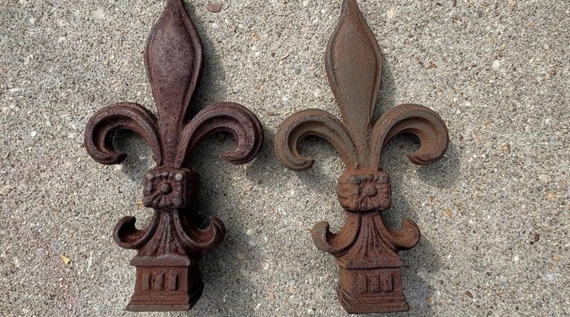 Antique Fleur de Lis Finial Cast Iron Fence Topper Fits 1" SQ. V. Decorative