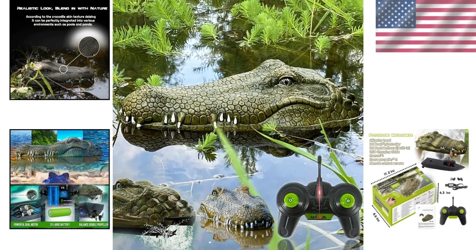 Rechargeable Remote Control Crocodile Head Boat - Perfect Outdoors Prank Toy - Image 2 of 4