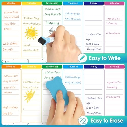 Weekly Dry Erase Board for Fridge, Magnetic Calendar Whiteboard Planner for - Picture 5 of 7