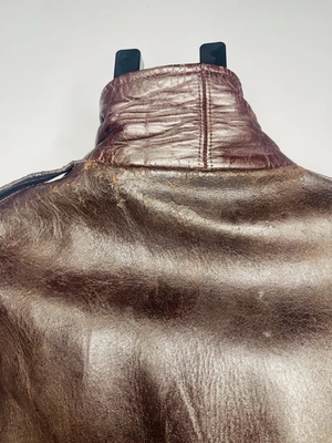 Vtg 40s 50s Horsehide Brown Leather Jacket Sz S FLAWS AMC