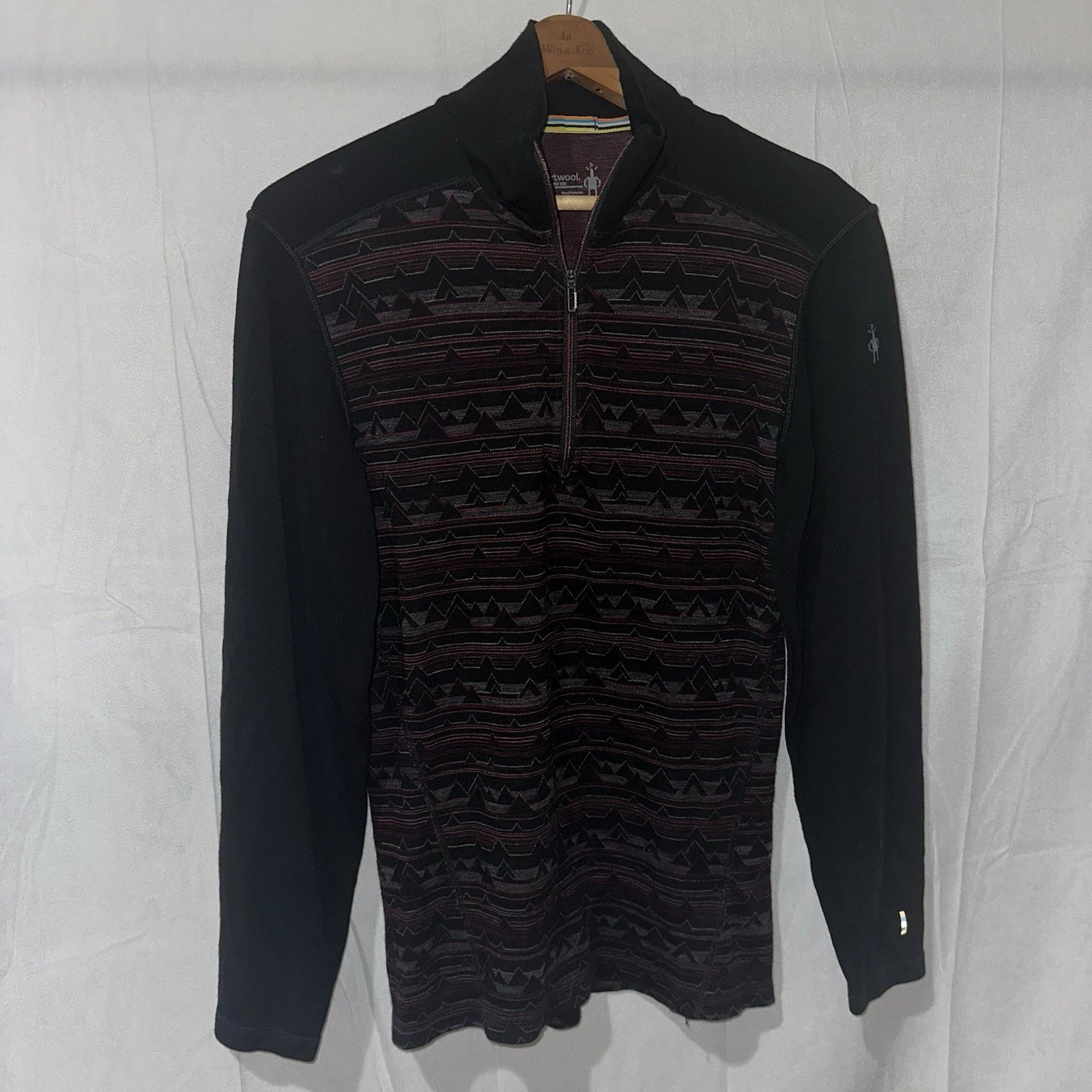 Smartwool Merino 250 Base Layer Men’s Small 1/4 Zip Pullover Patterned Thermal