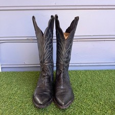 Vtg 80s Tony Lama Lizard Leather Cowboy Boots Style 1272 Mens Size 6.5 M Black